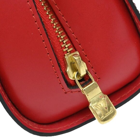 LOUIS VUITTON LV Logo Dauphine MM Pouch Bag Epi Leather Red - Picture 12 of 15